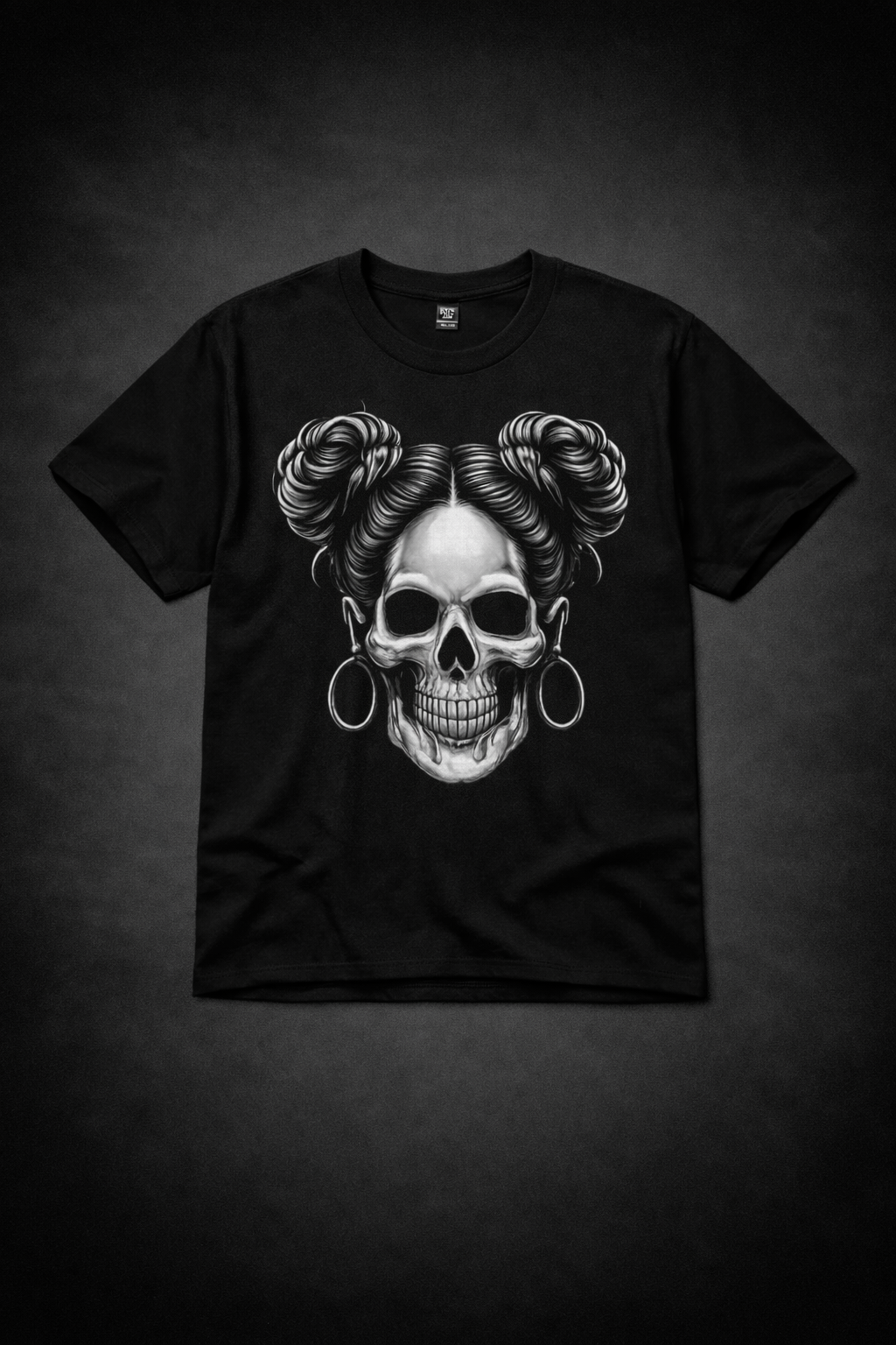 Dark Habit Skull Girl Statement Tee - Black
