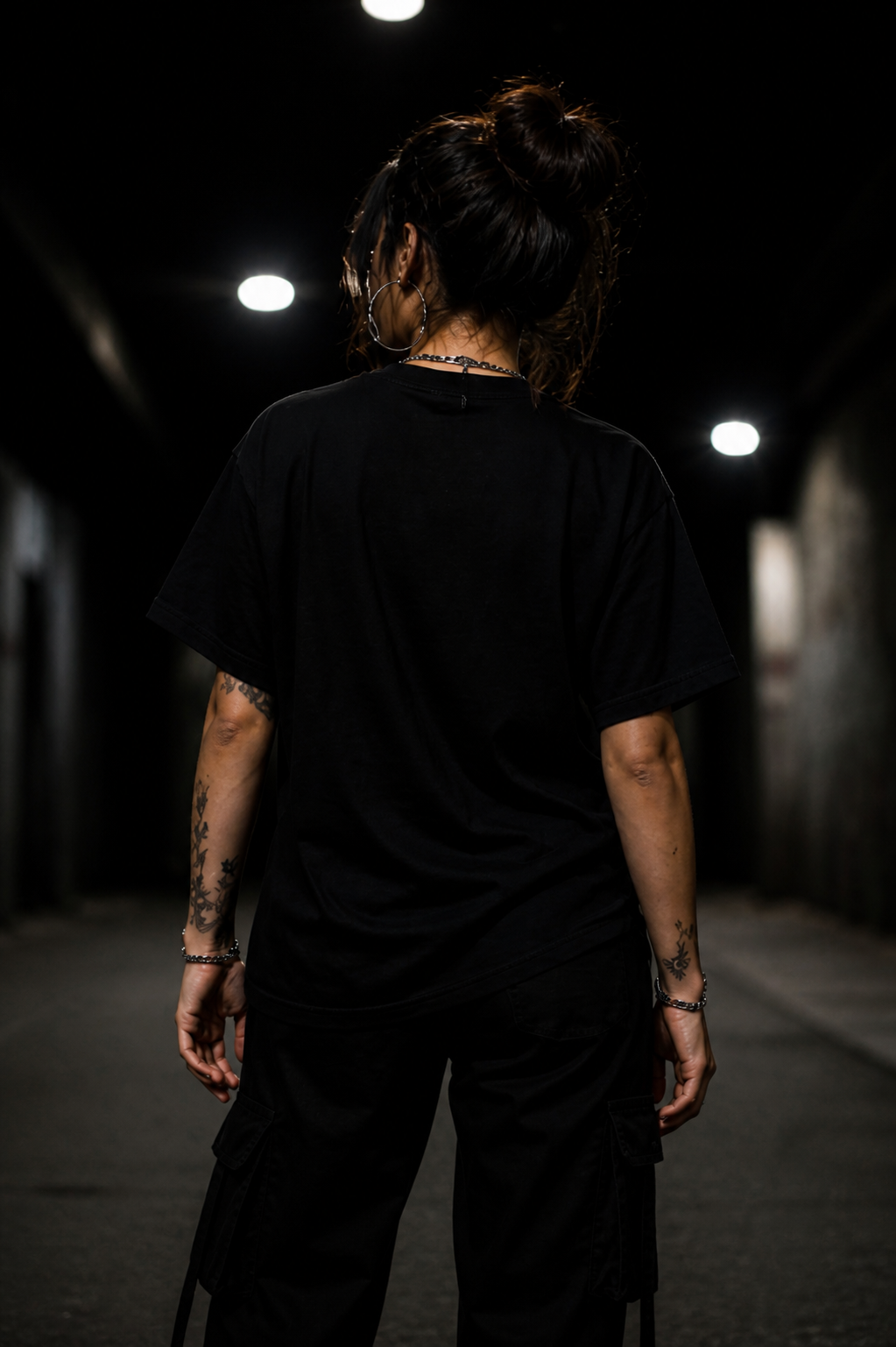 Dark Habit Skull Girl Statement Tee - Black